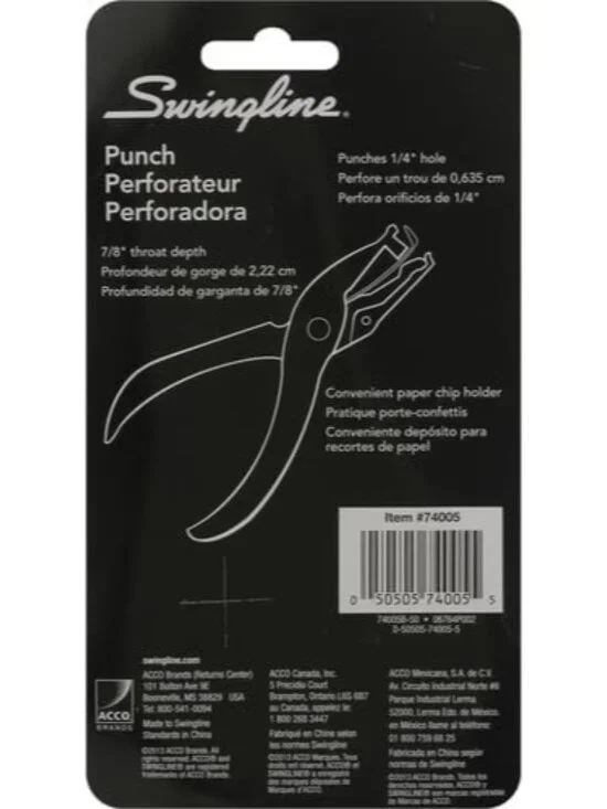 1 Hole Punch, 5 Sheet Capacity Hole Puncher, Single Hole Paper Punch, Chrome 740 - Picture 3 of 12